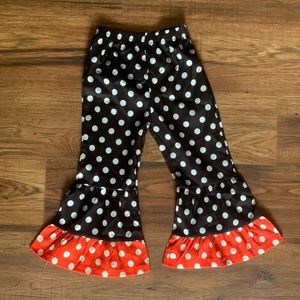 Girls 4T Red, Black, and White Polka Dot Ruffle Pants